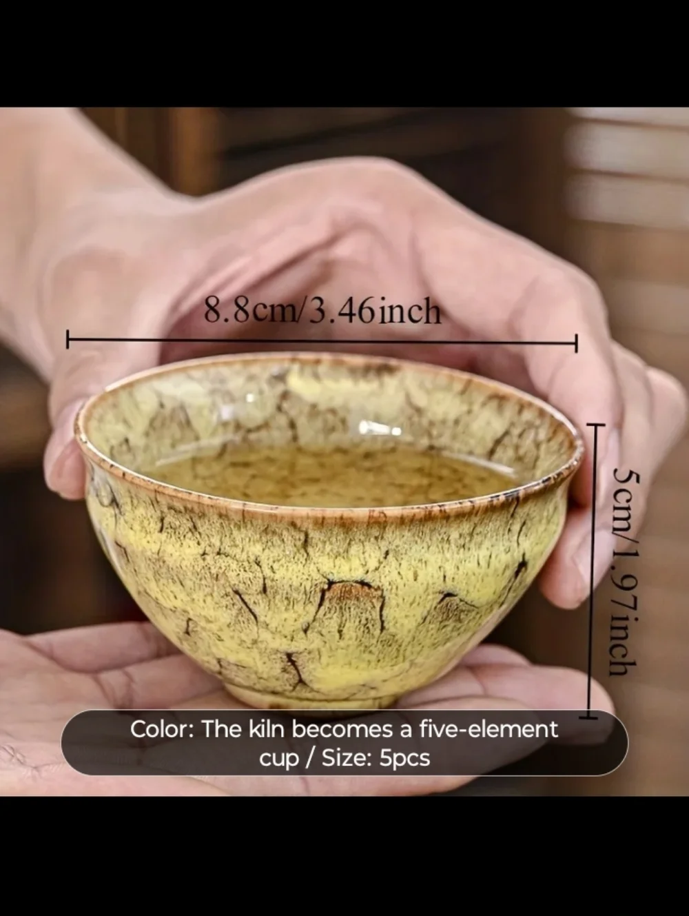 Five-Element Glazed Ceramic Teacup Set - Multicolor